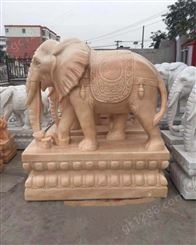 晚霞红石材小象 石大象 大象厂家 吉祥动物雕塑