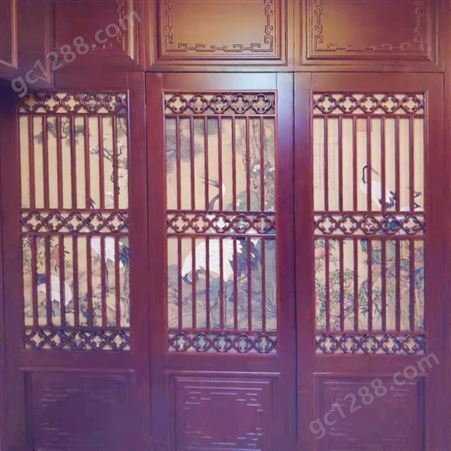 古典中式花格实木门格栅门装饰门四合院茶楼木门仿古门窗定制厂家喜迎门