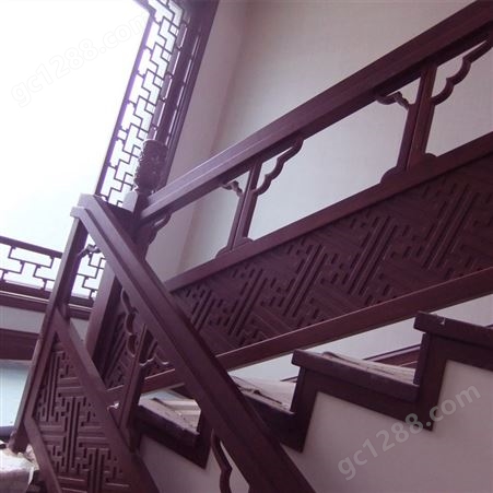 新中式风格楼梯扶手别墅中式装修设计楼梯中式复式客厅旋转实木楼梯图片大全