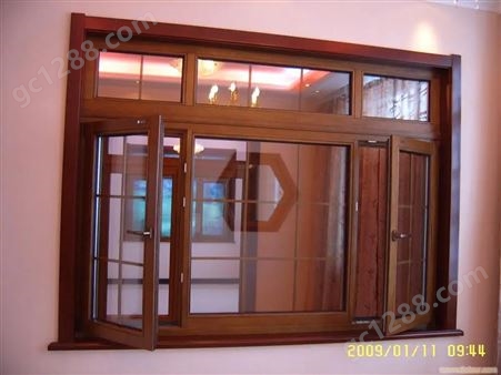 零售定制铝包木门窗阳光房 落地阳台铝木复合平开窗安装