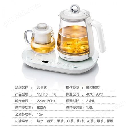 荣事达YSH10-T16套装养生壶 电热煮茶器团购 一体多功能烧水保温壶代理批发
