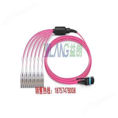 3m 12芯 MTP(公)-6*LC/UPC 双工万兆多模OM4分支光纤跳线