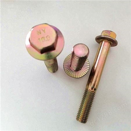 凝溢厂家 法兰面螺丝 带齿防滑螺栓 高强度镀锌法兰螺栓