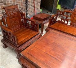 泉州市大红酸枝沙发 餐桌椅 皇宫椅 缅甸花梨木家具回收