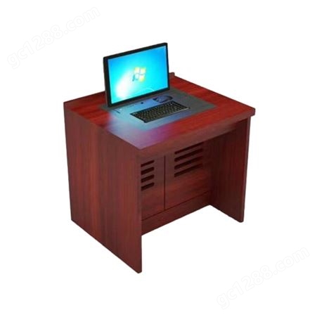 单人电动液晶屏翻转桌 得智翻转电脑培训桌带电动旋转显示器