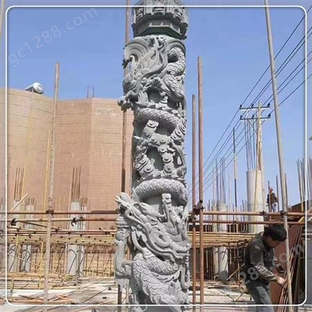 厂家供应花岗岩石龙柱 浮雕石龙柱自产自销 天然石材盘龙柱