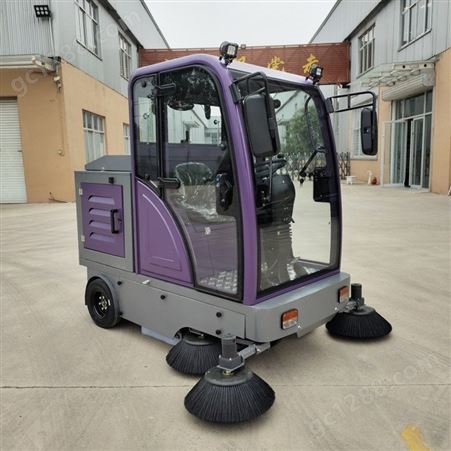 2021新款紫色双风机电动扫地车 礼堂候车厅用地面清扫车 吸干一体化扫地车
