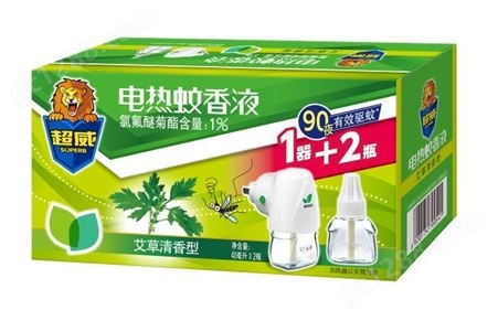 企业购驱蚊液立白超威电蚊香液植物艾草清香型2瓶+直插式加热器套装  15套/箱