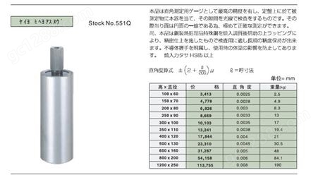 日本RSK新泻理研 精密直角定规 551-0800Q  圆柱型定规 全新款