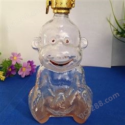生肖申猴玻璃摆件  白兰地醒酒器   猴造型玻璃瓶   动物工艺酒瓶