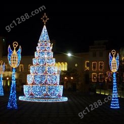 大型户外圣诞树公司华亦彩制作大型圣诞树户外广场大型圣诞树工程现场指导安装LED灯饰编程