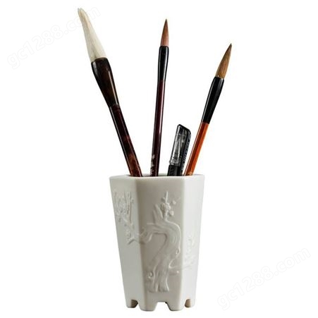 学生办公用品中国风 复古创意简约陶瓷毛笔笔筒 大容量收纳装饰