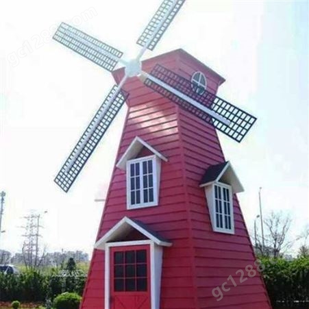 荷兰风车 大型防腐木造型出售 户外景观摆件