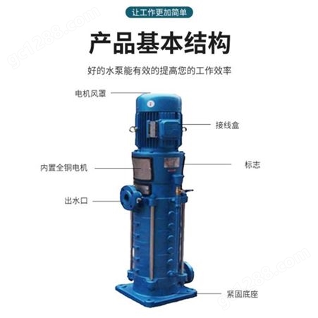 羊城水泵65口径立式多级离心泵 铸铁多级管道泵循环泵