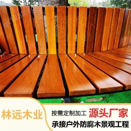 公园树池坐凳防腐木桌椅 休闲露天实木休息坐椅定做