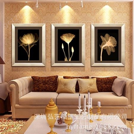 装饰画 客厅现代三联有框画 沙发背景挂画墙画壁画 金色年华 风景画