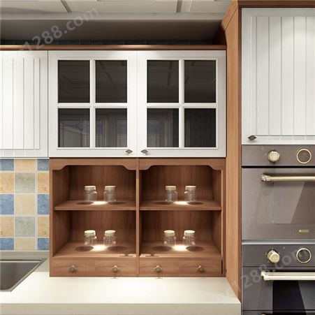 现代简约风一体式橱柜 整体厨房柜定制 雅赫软装厂家